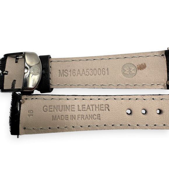 Michele 16mm Black Gray Calf Hair Furry Watch Strap Band Silver Hardware New main image 5
